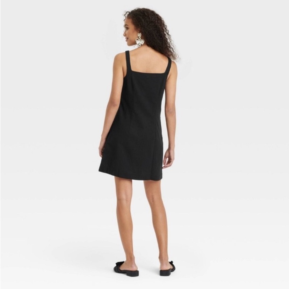Dress new day Black XXL Cotton Linen Squareneck Wide Straps Tank Shift Pullover - Picture 3 of 6
